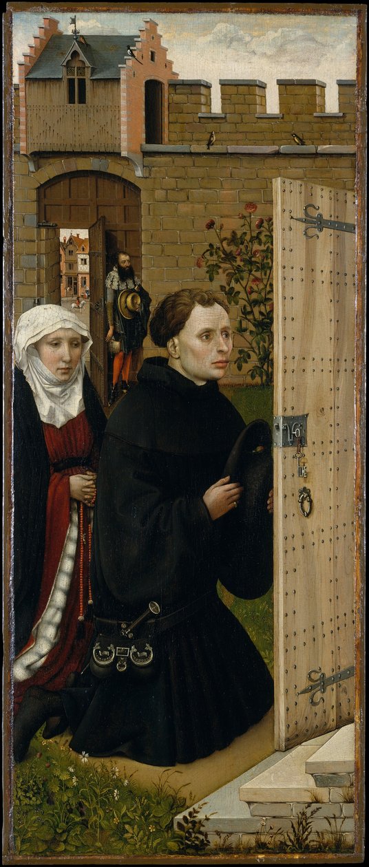 Annunciatie Drieluik (Merode Altaarstuk), ca. 1427-32 door Master of Flémalle