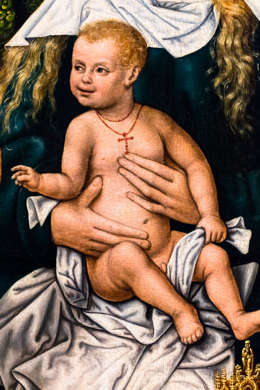 De Aanbidding der Koningen, ca. 1510 (Tempera en olieverf op hout (eiken)) door Master of Frankfurt