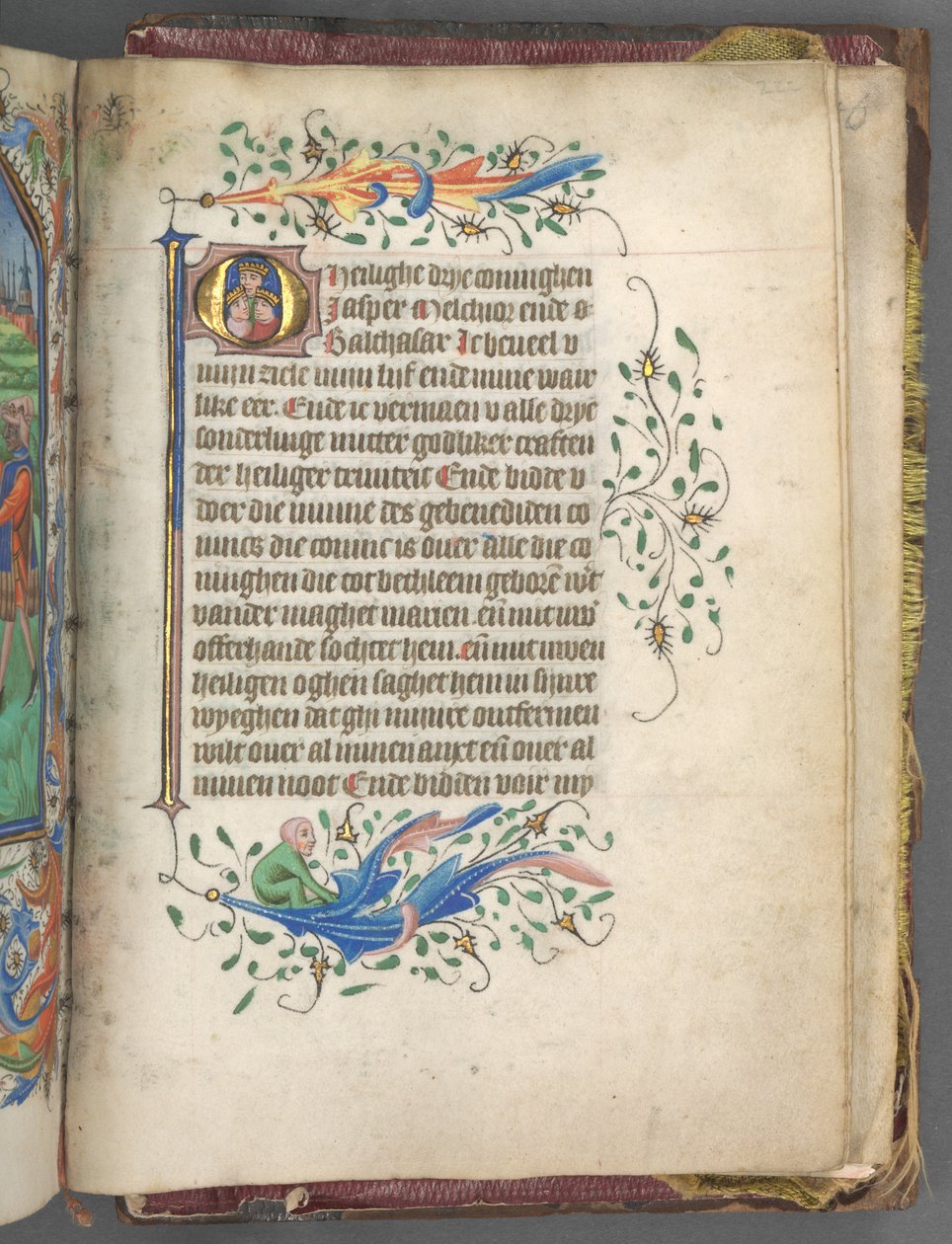 Getijdenboek Gebruik van Utrecht: fol. 222r, Initiaal met Drie Koningen, c. 1460-1465 door Master of Gijsbrecht van Brederode