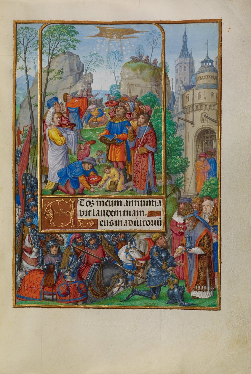De Israëlieten die Manna uit de Hemel Verzamelen door Master of James IV of Scotland