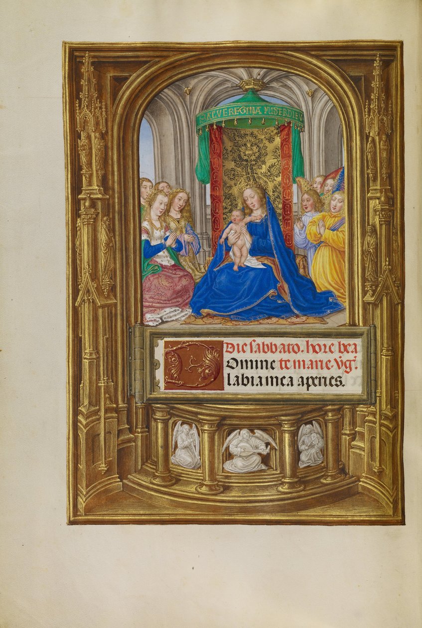 De Maagd en het Kind op de Troon door Master of James IV of Scotland