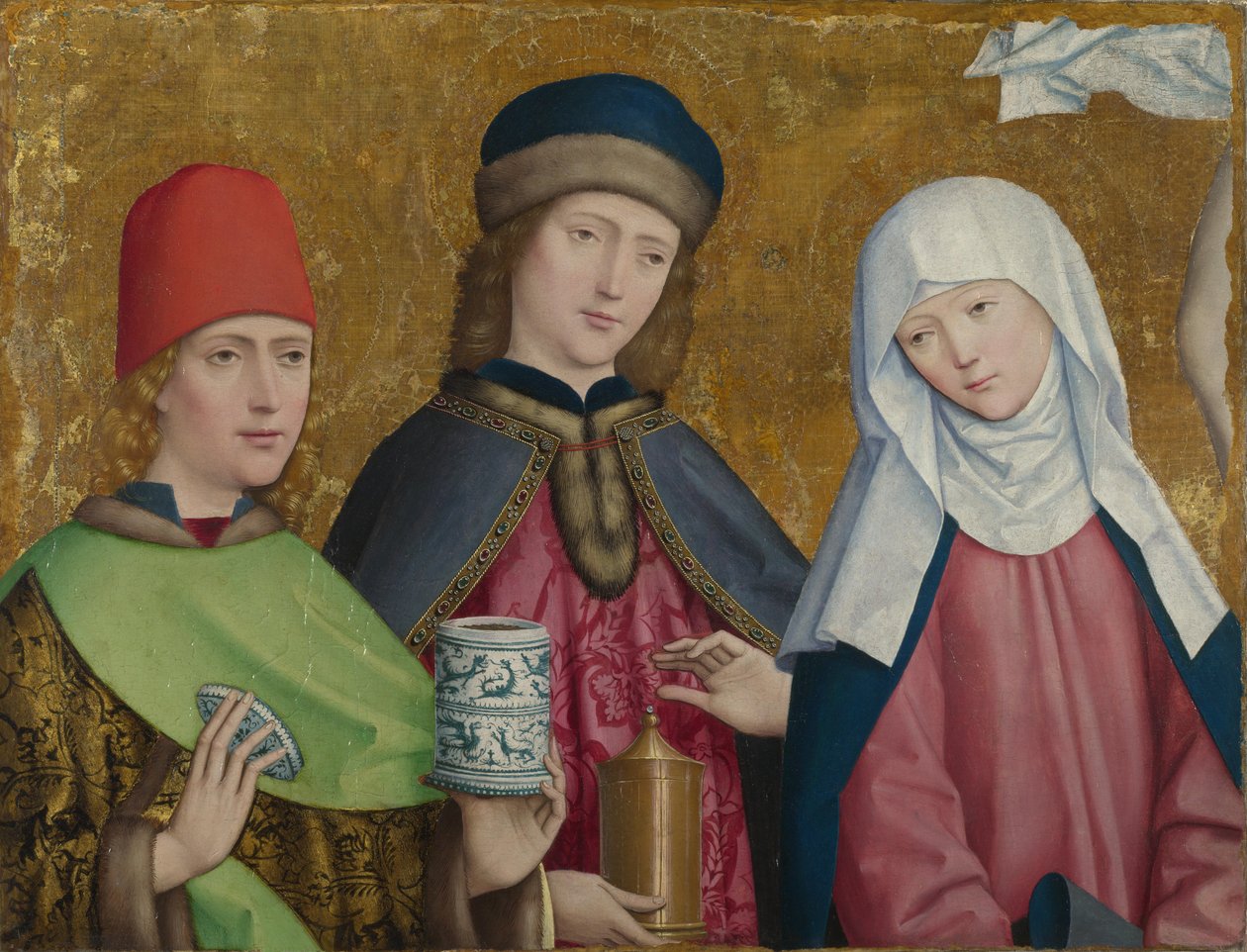 Heiligen Cosmas en Damianus en de Maagd Het Liesborn Altaarstuk, ca. 1470-1480 door Master of Liesborn