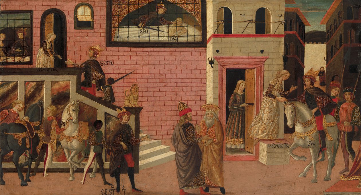 De verkrachting van Lucretia, laat 15e-begin 16e eeuw door Master of Marradi
