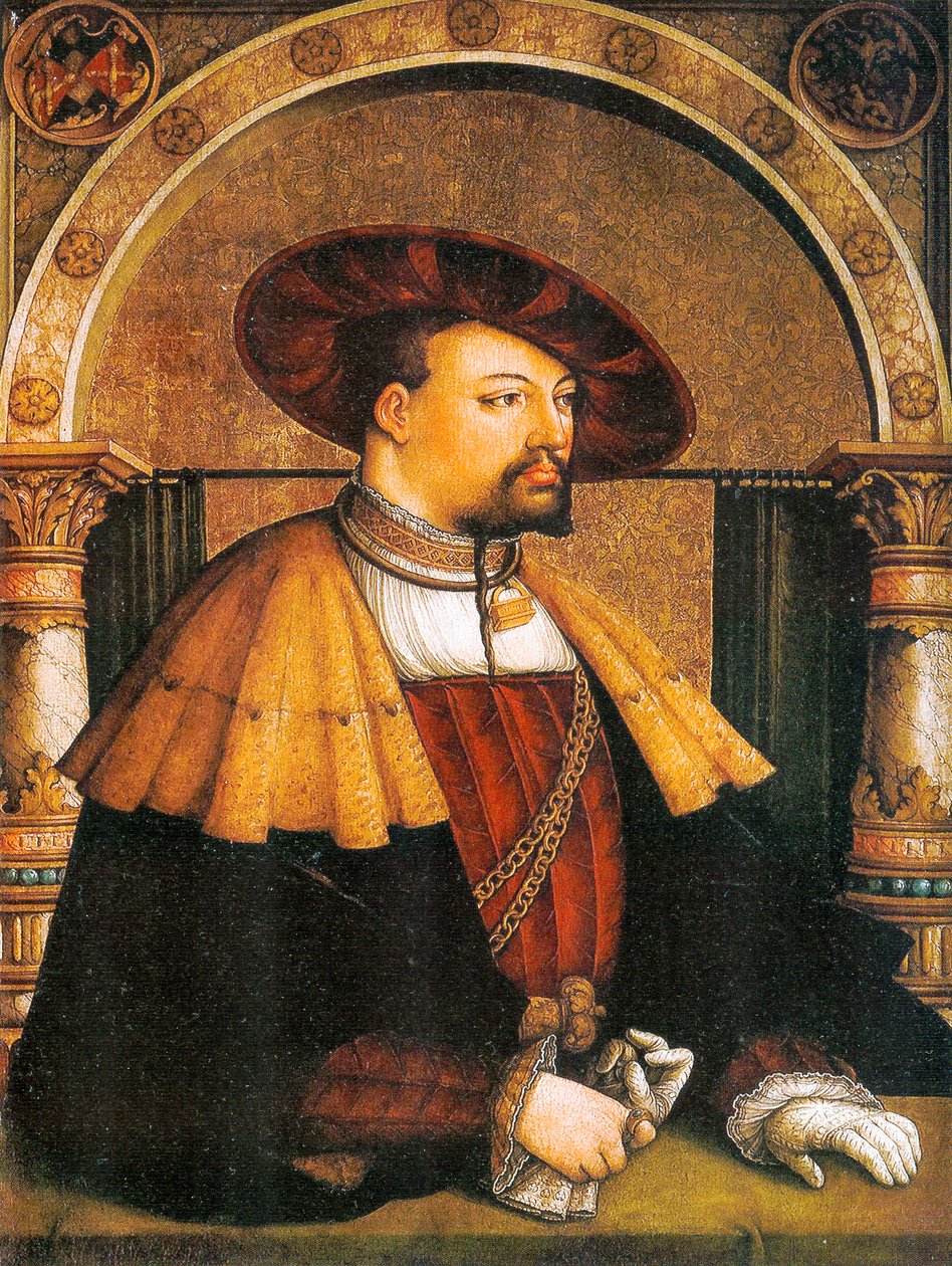 Duits: Portret van Eitelfriedrich III von Zollern Portret van Eitelfriedrich III von Zollern (1561) door Master of Messkirch