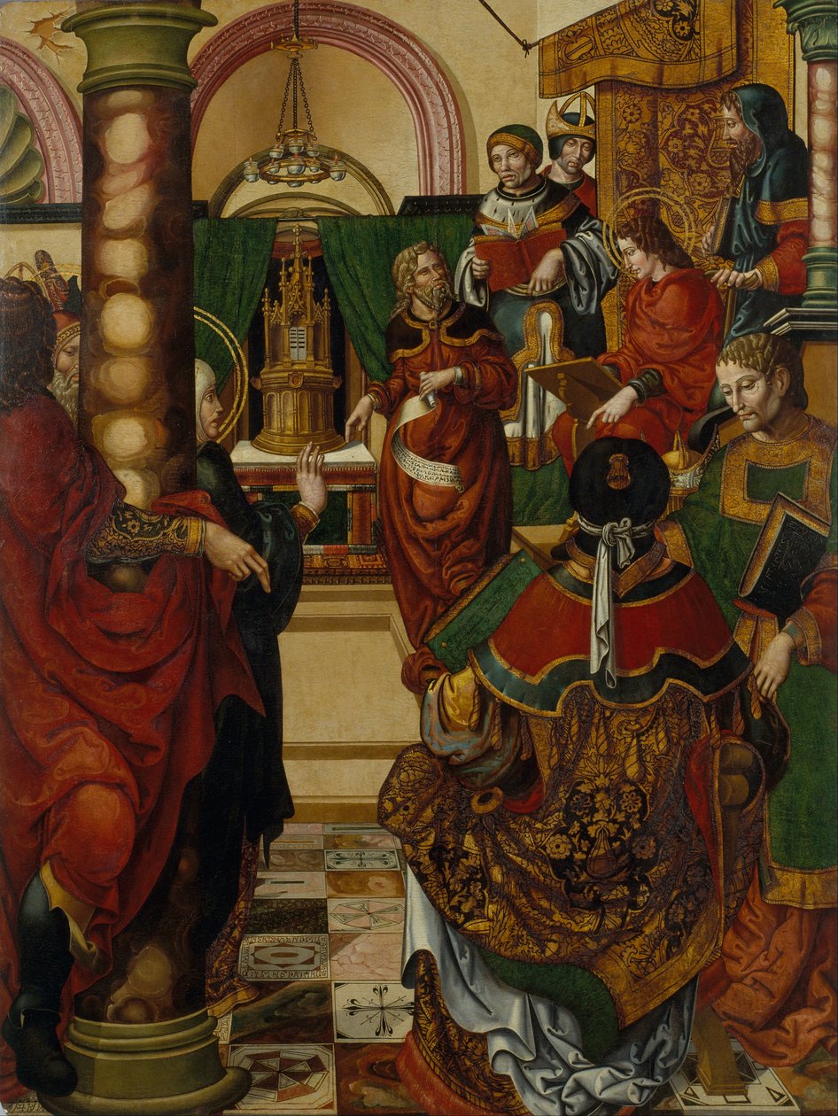 Jezus onder de doctoren van de wet door Master of Sigena