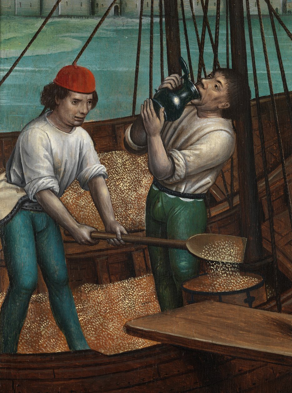 Detail van het Wonder van het Graan, van het Altaarstuk van Sint-Nicolaas, ca. 1486-93 door Master of The Legend of St. Lucy