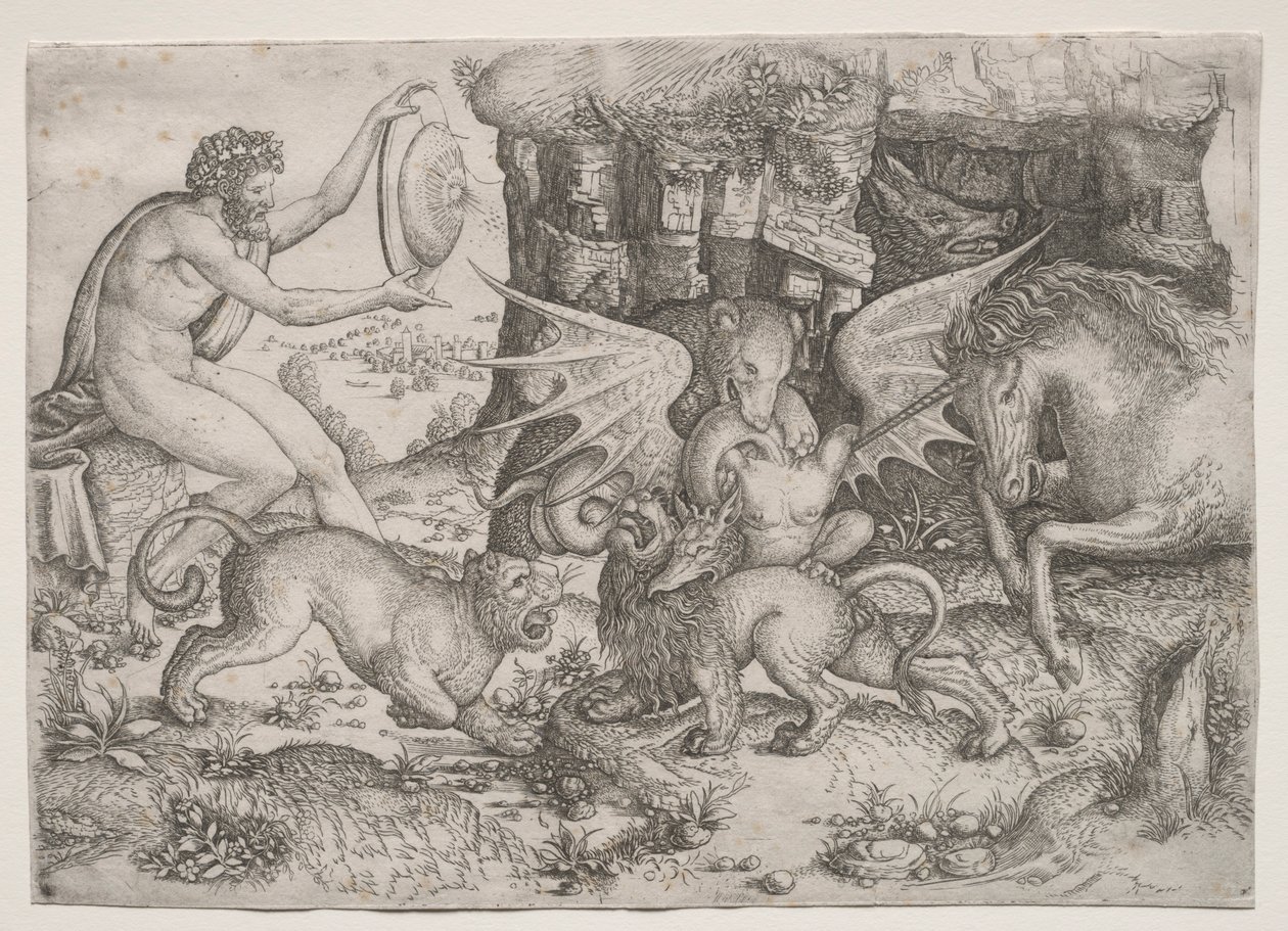 Allegorisch thema: Gevecht van dieren door Master of the Beheading of St.