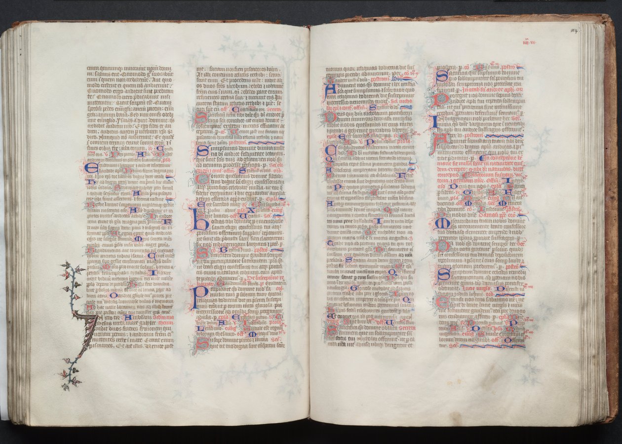 Het Gotha-missaal: Fol. 104r, tekst, ca. 1375 door Master of the Boqueteaux