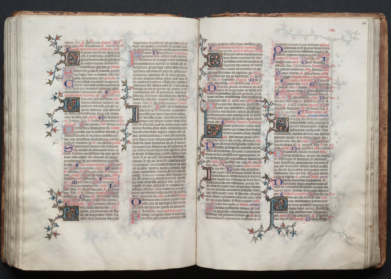 Het Gotha-missaal: Fol. 115v, tekst, ca. 1375 door Master of the Boqueteaux