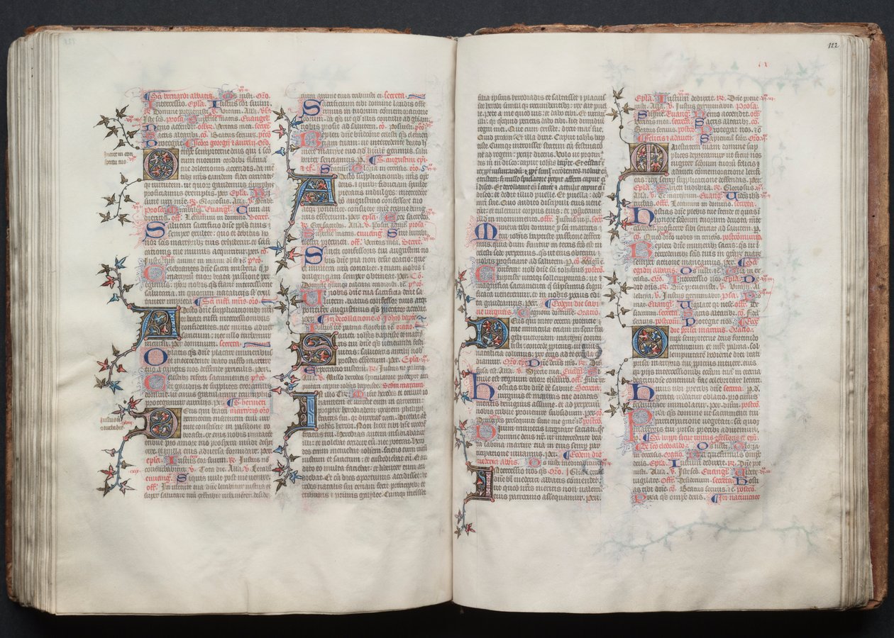 Het Gotha Missaal: Fol. 121v, Tekst, ca. 1375 door Master of the Boqueteaux