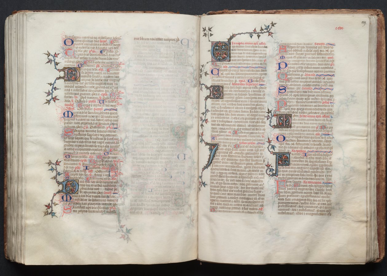Het Gotha Missaal: Fol. 128v, Tekst, ca. 1375 door Master of the Boqueteaux