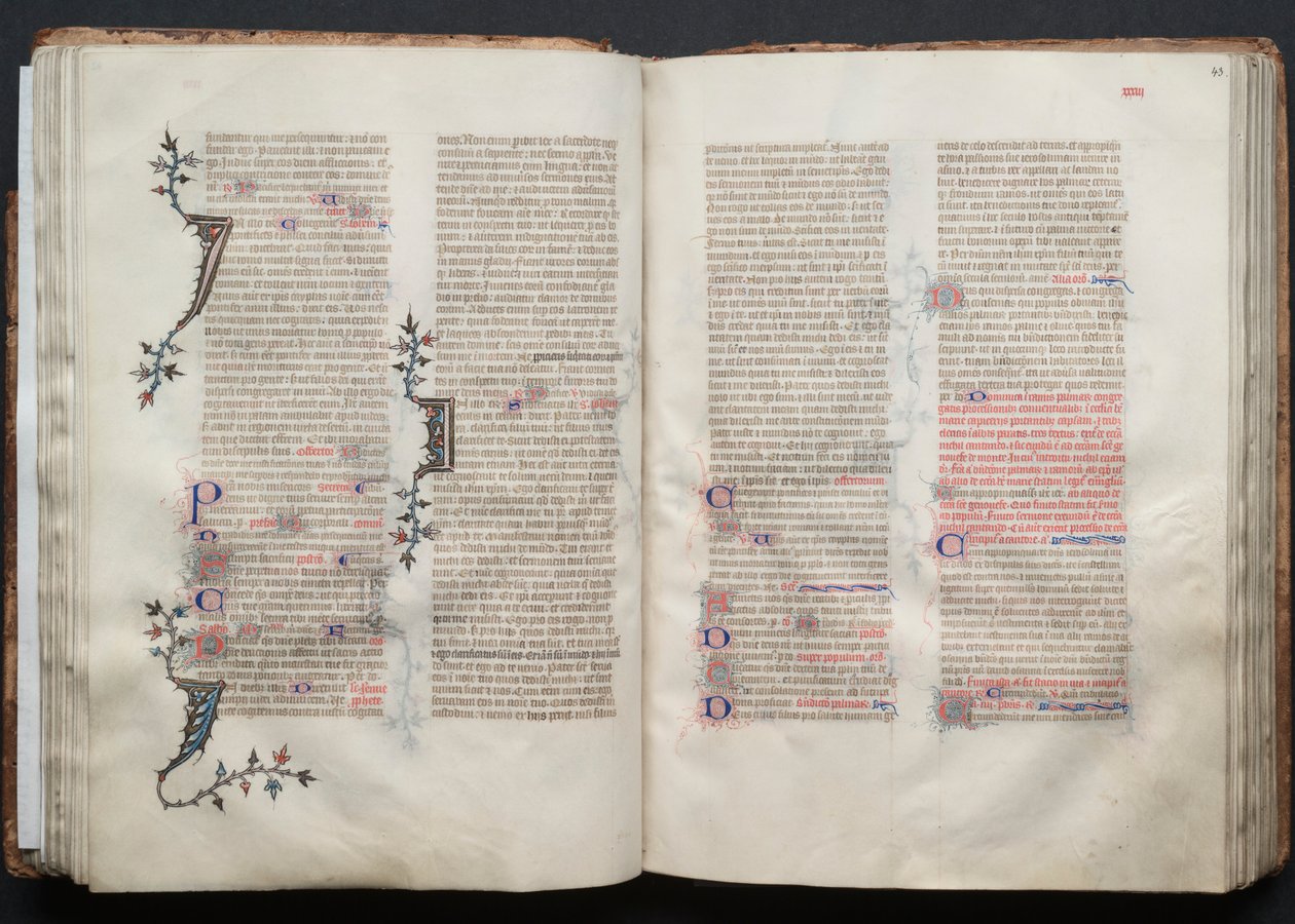 Het Gotha-missaal: Fol. 43r, tekst, c. 1375 door Master of the Boqueteaux