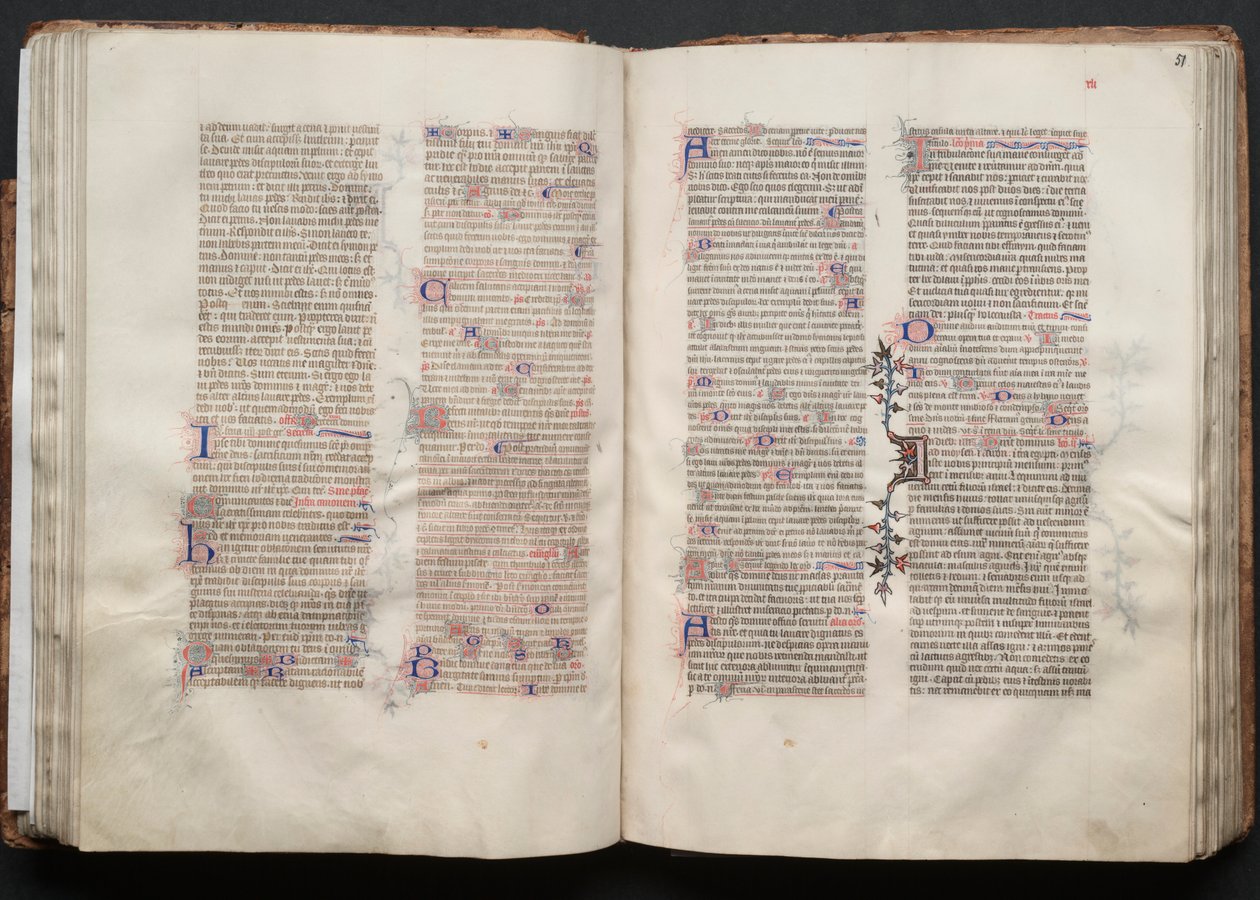 Het Gotha-missaal: Fol. 50v, tekst, ca. 1375 door Master of the Boqueteaux