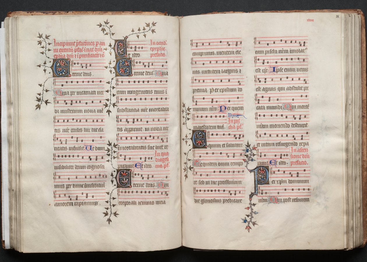 Het Gotha Missaal: Fol. 58r, Tekst, ca. 1375 door Master of the Boqueteaux