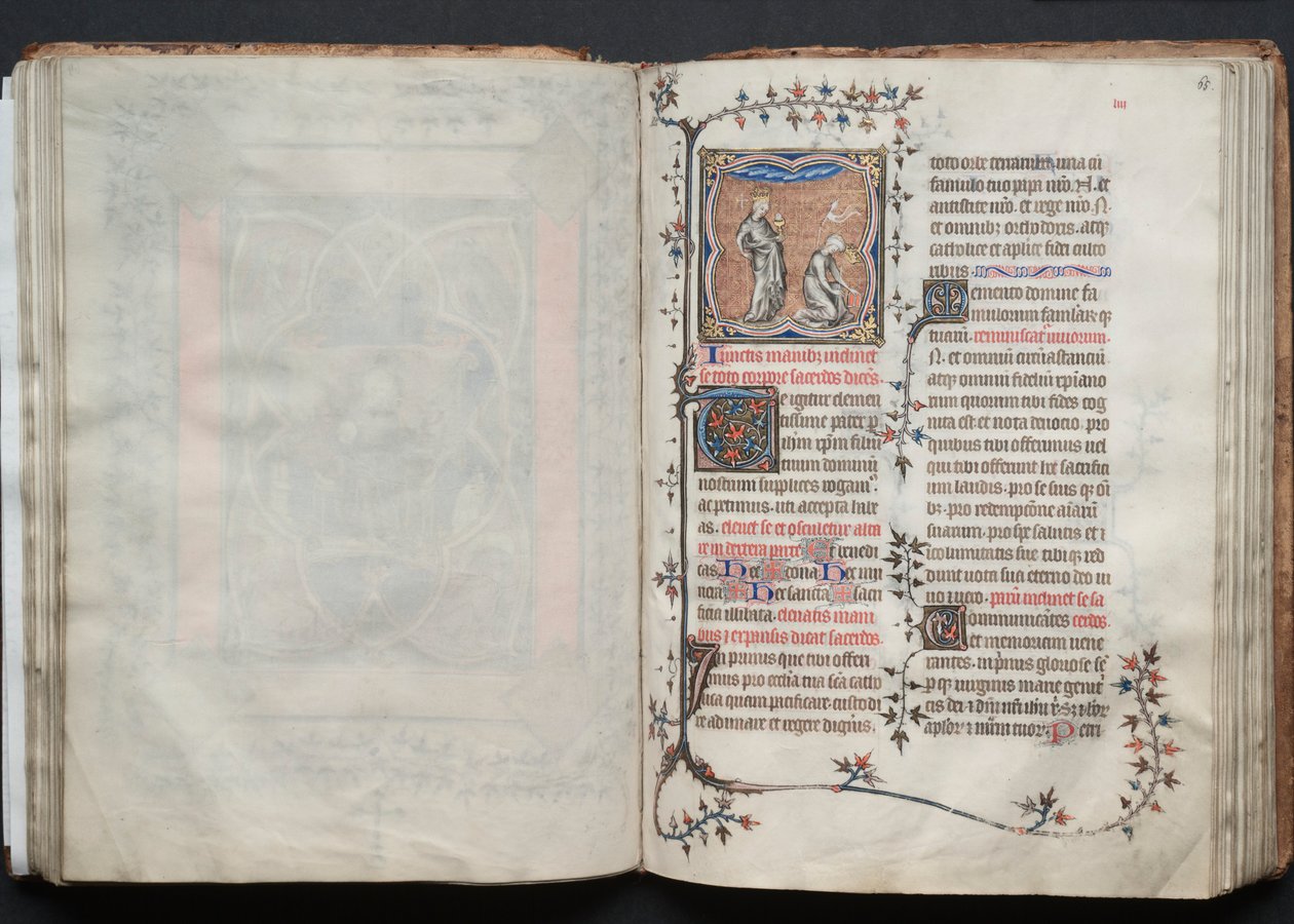 Het Gotha Missaal: Fol. 64v, Tekst, ca. 1375 door Master of the Boqueteaux