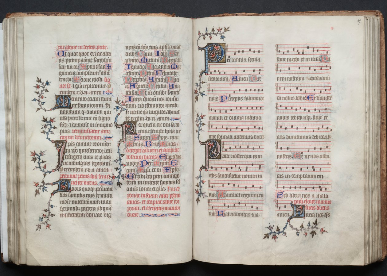 Het Gotha Missaal: Fol. 67r, Tekst, ca. 1375 door Master of the Boqueteaux