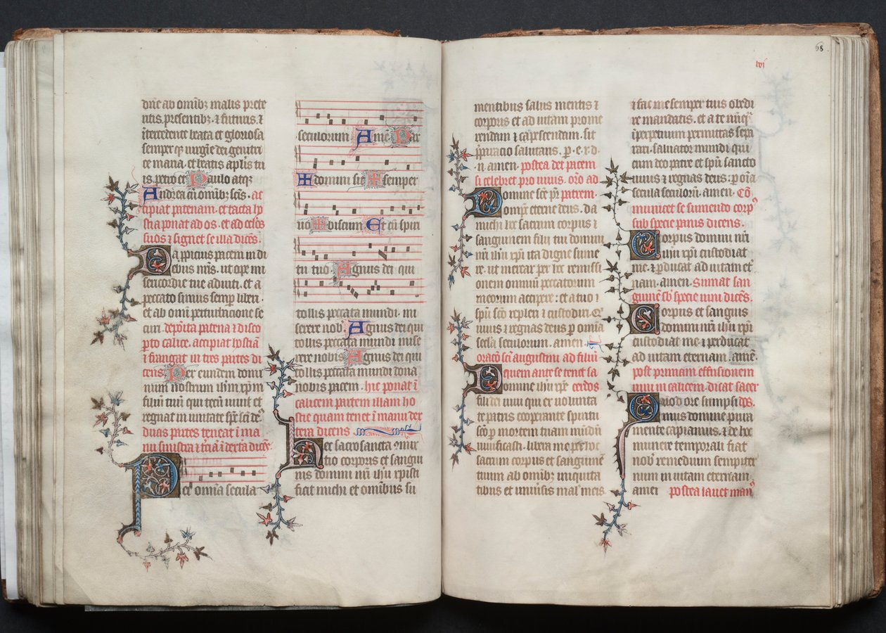 Het Gotha Missaal: Fol. 68r, Tekst, ca. 1375 door Master of the Boqueteaux