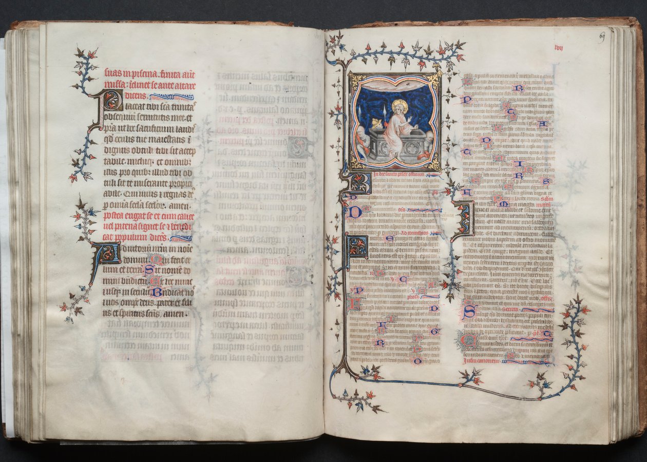 Het Gotha Missaal: Fol. 69r, De Opstanding, ca. 1375 door Master of the Boqueteaux