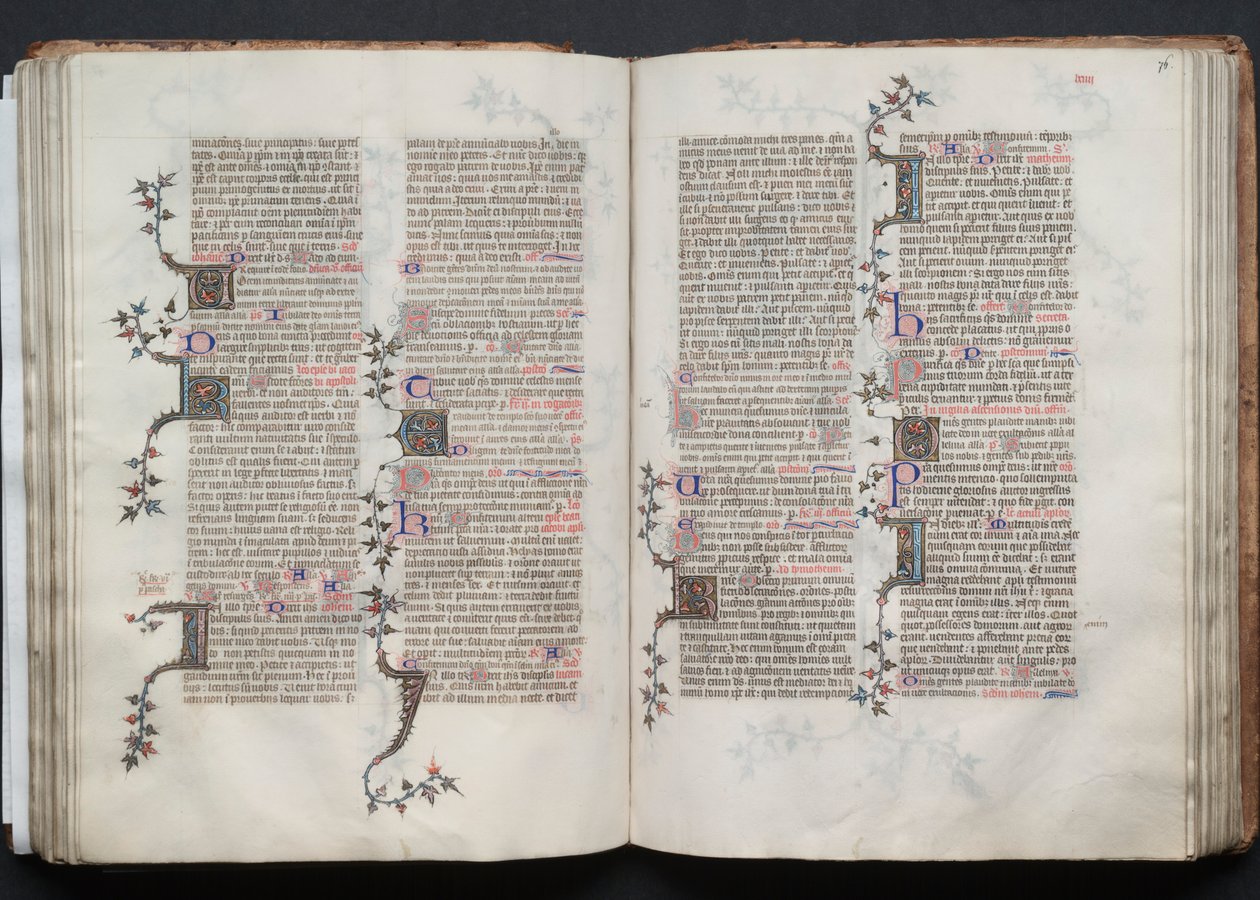 Het Gotha Missaal: Fol. 75v, Tekst, ca. 1375 door Master of the Boqueteaux