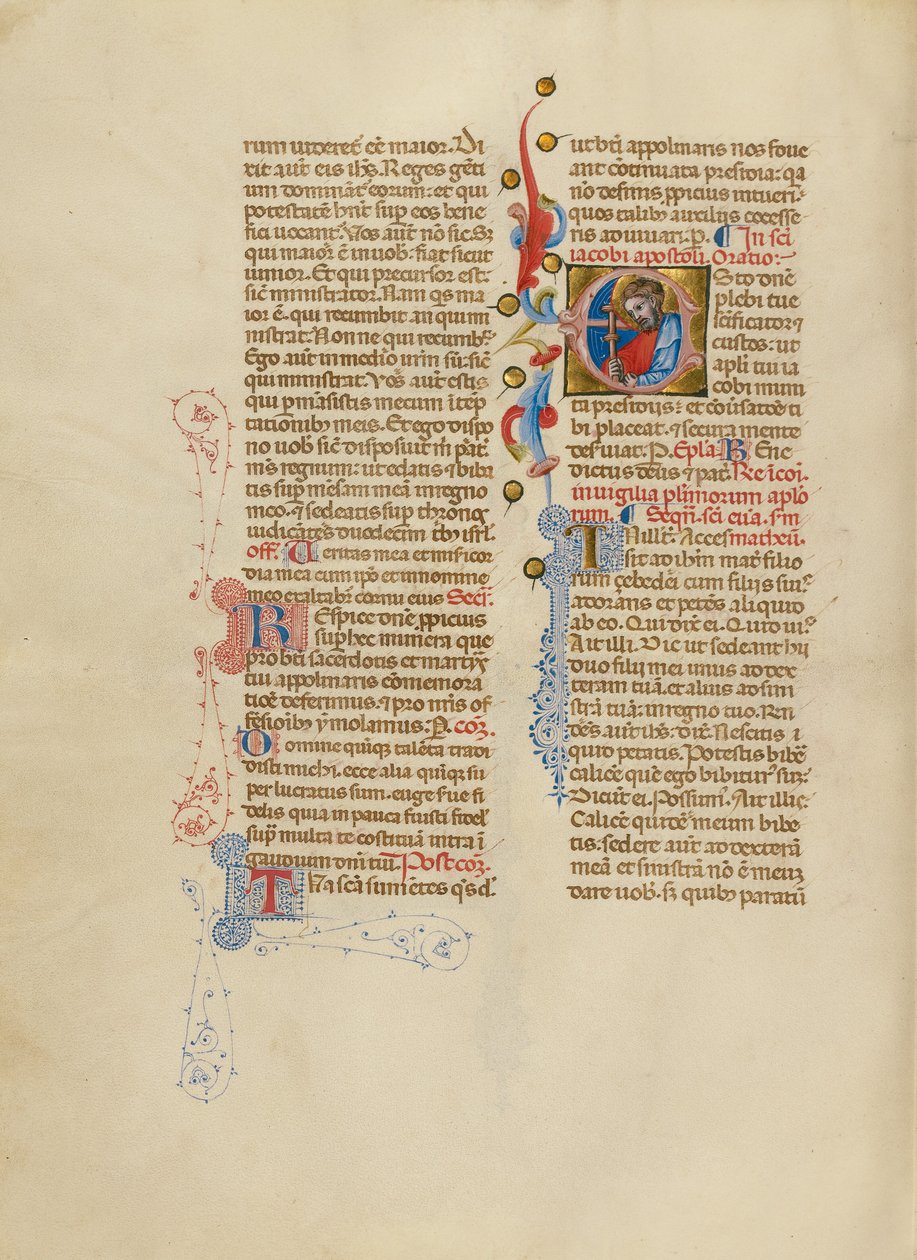 Beginletter E: Sint Jakobus de Meerdere door Master of the Brussels Initials