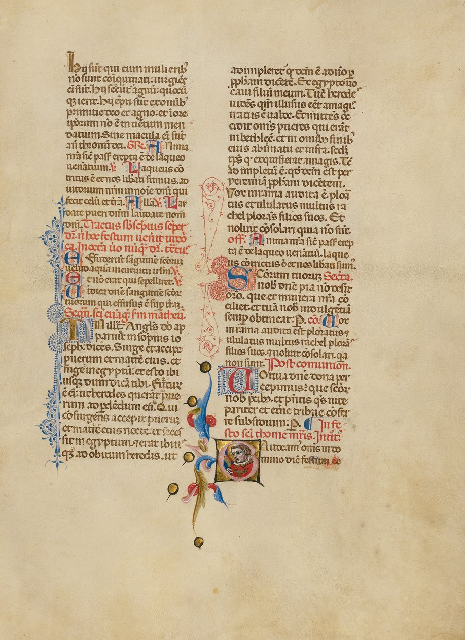 Beginletter G: Sint Thomas Becket door Master of the Brussels Initials