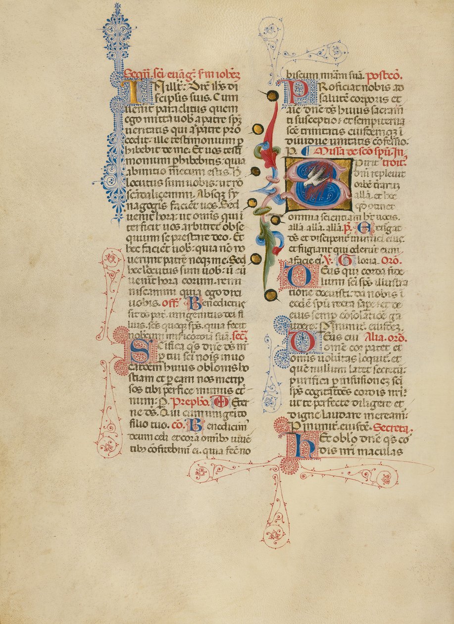 Begin S: De duif van de Heilige Geest door Master of the Brussels Initials