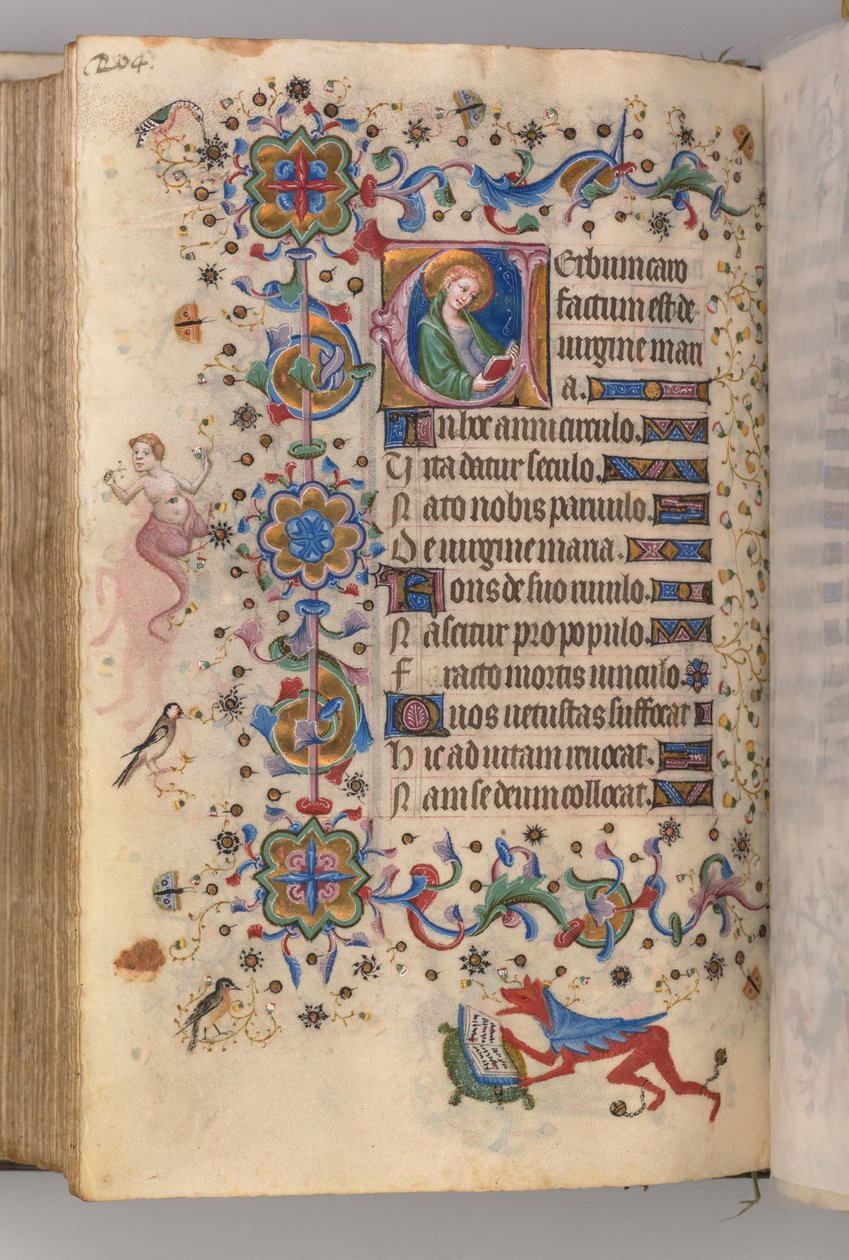 Getijdenboek van Karel de Edele, Koning van Navarra: fol. 102v, Tekst door Master of the Brussels Initials and Associates
