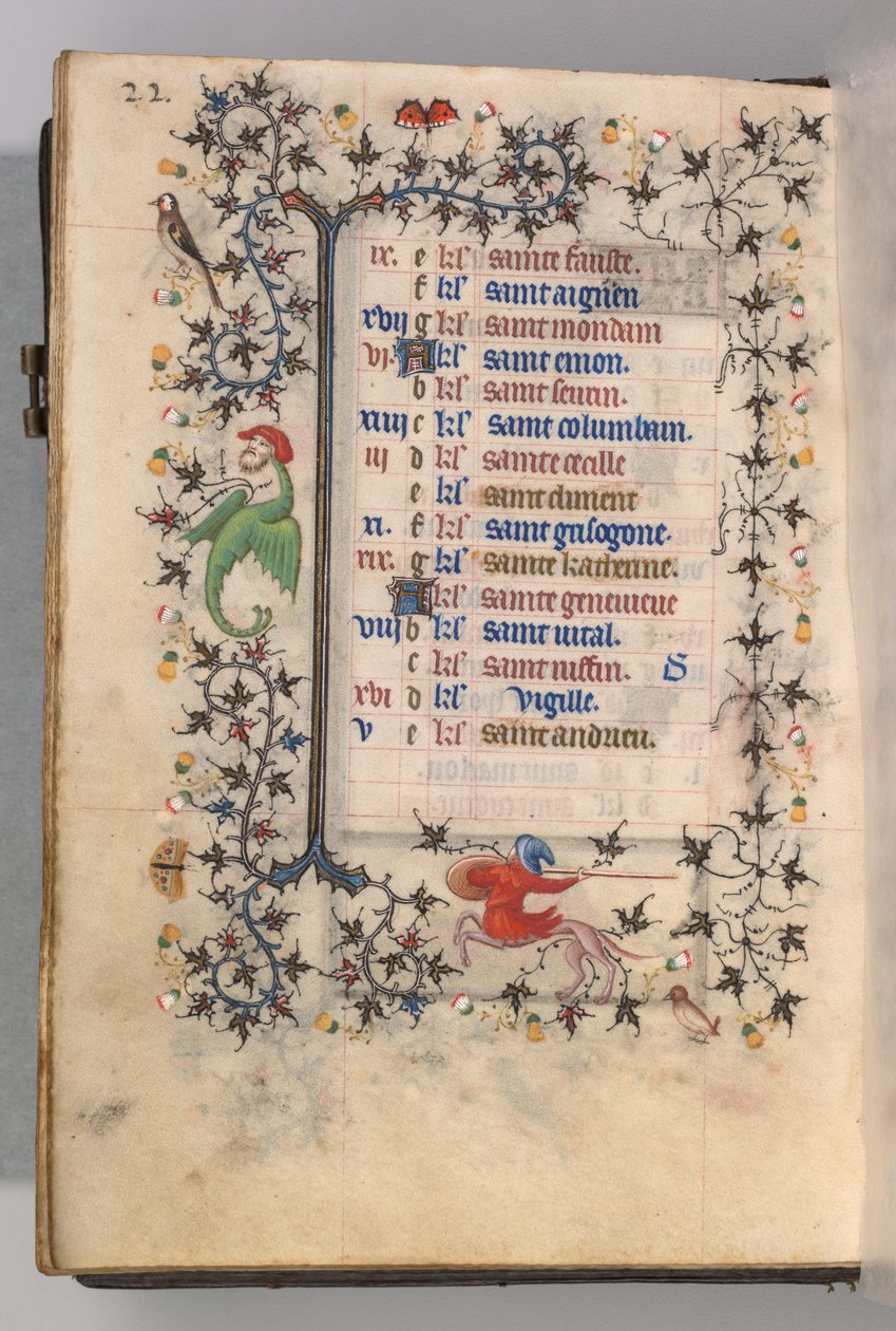 Getijdenboek van Karel de Edele, koning van Navarra 1361-1425: fol. 11v, november, ca. 1405 door Master of the Brussels Initials and Associates