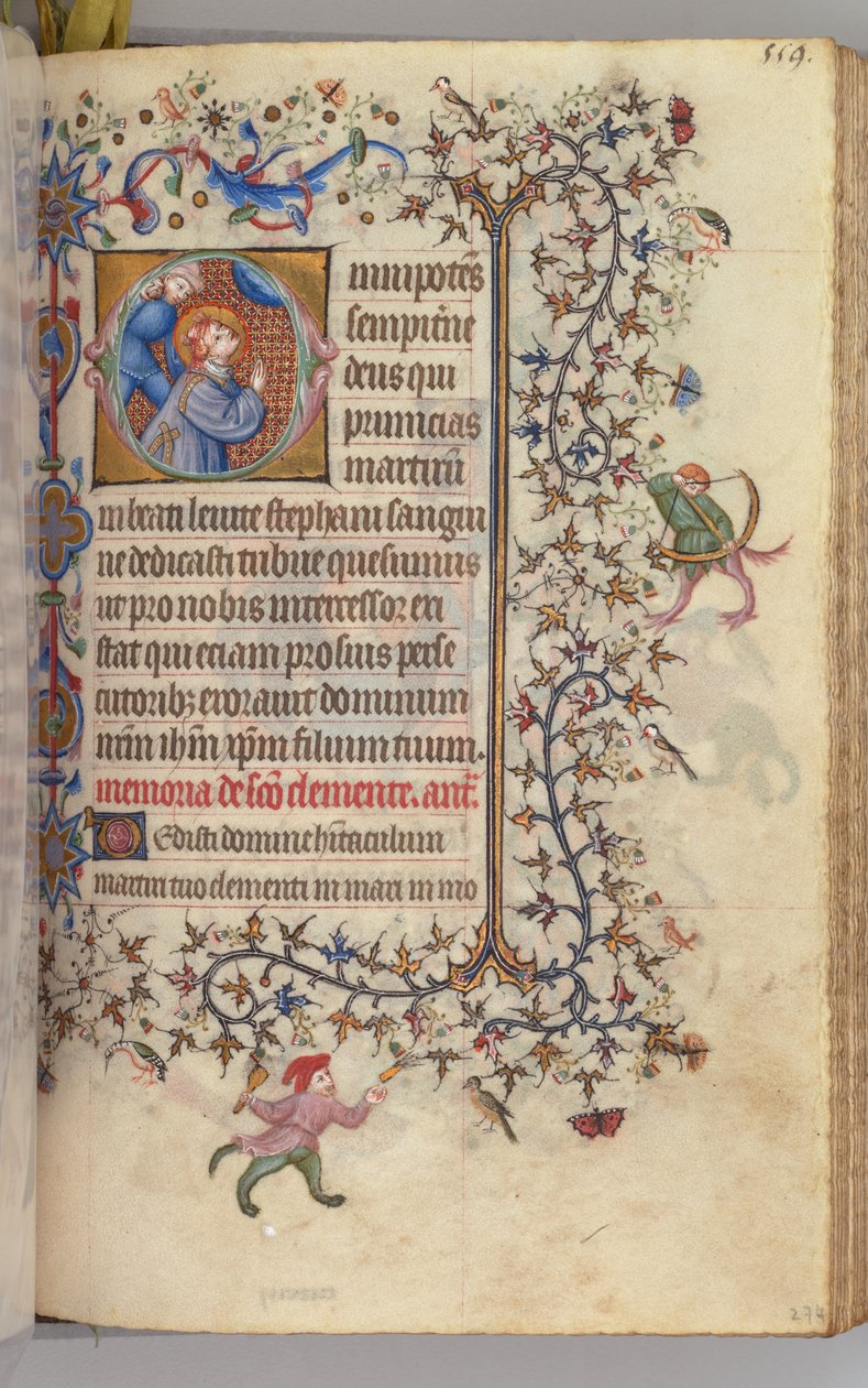 Uren van Karel de Edele, Koning van Navarra 1361-1425, fol. 274r, St. Stefanus, c. 1405 door Master of the Brussels Initials and Associates