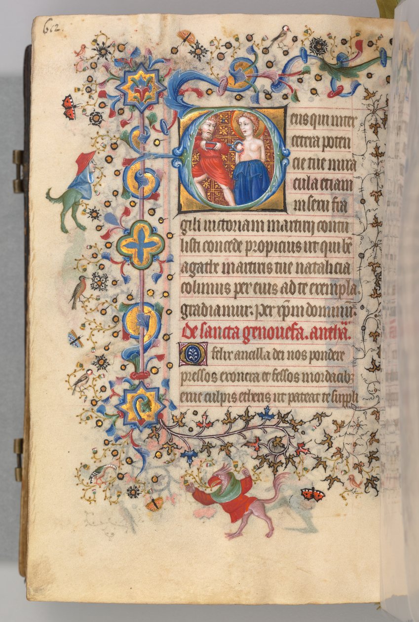 Getijdenboek van Karel de Edele, Koning van Navarra 1361-1425, fol. 300v, St. Agatha, c. 1405 door Master of the Brussels Initials and Associates