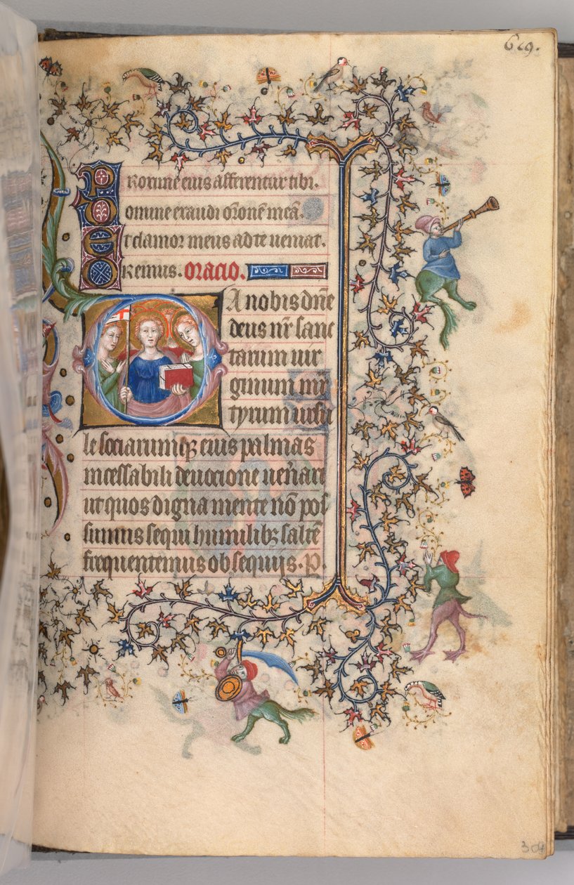 Getijdenboek van Karel de Edelmoedige, Koning van Navarra 1361-1425, fol. 303r, De Maagdelijke Martelaren, ca. 1405 door Master of the Brussels Initials and Associates