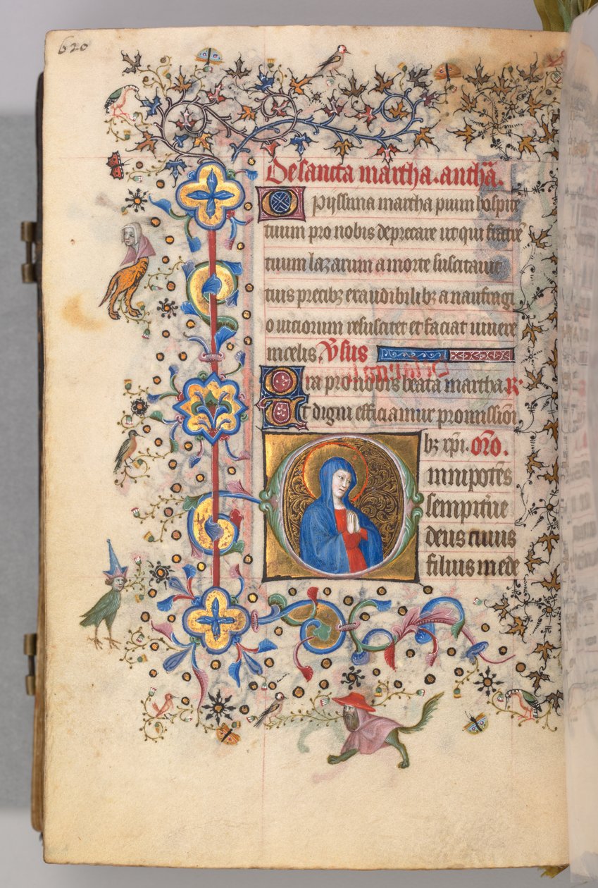 Getijdenboek van Karel de Edele, Koning van Navarra 1361-1425, fol. 304v, St. Martha, c. 1405 door Master of the Brussels Initials and Associates