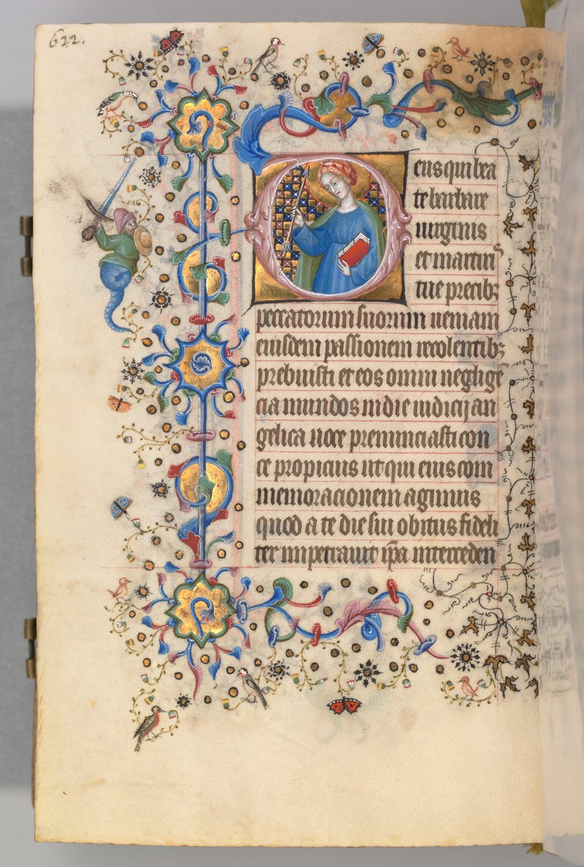 Getijdenboek van Karel de Edele, Koning van Navarra 1361-1425, fol. 305v, St. Martha, c. 1405 door Master of the Brussels Initials and Associates