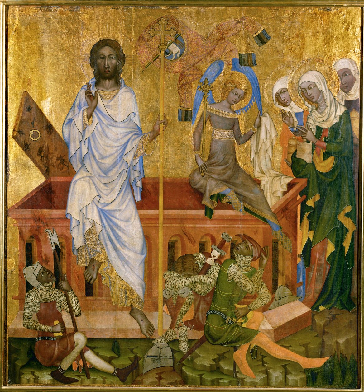 De wederopstanding van Christus (tempera op hout) door Master of the Cycle of Vyssi Brod