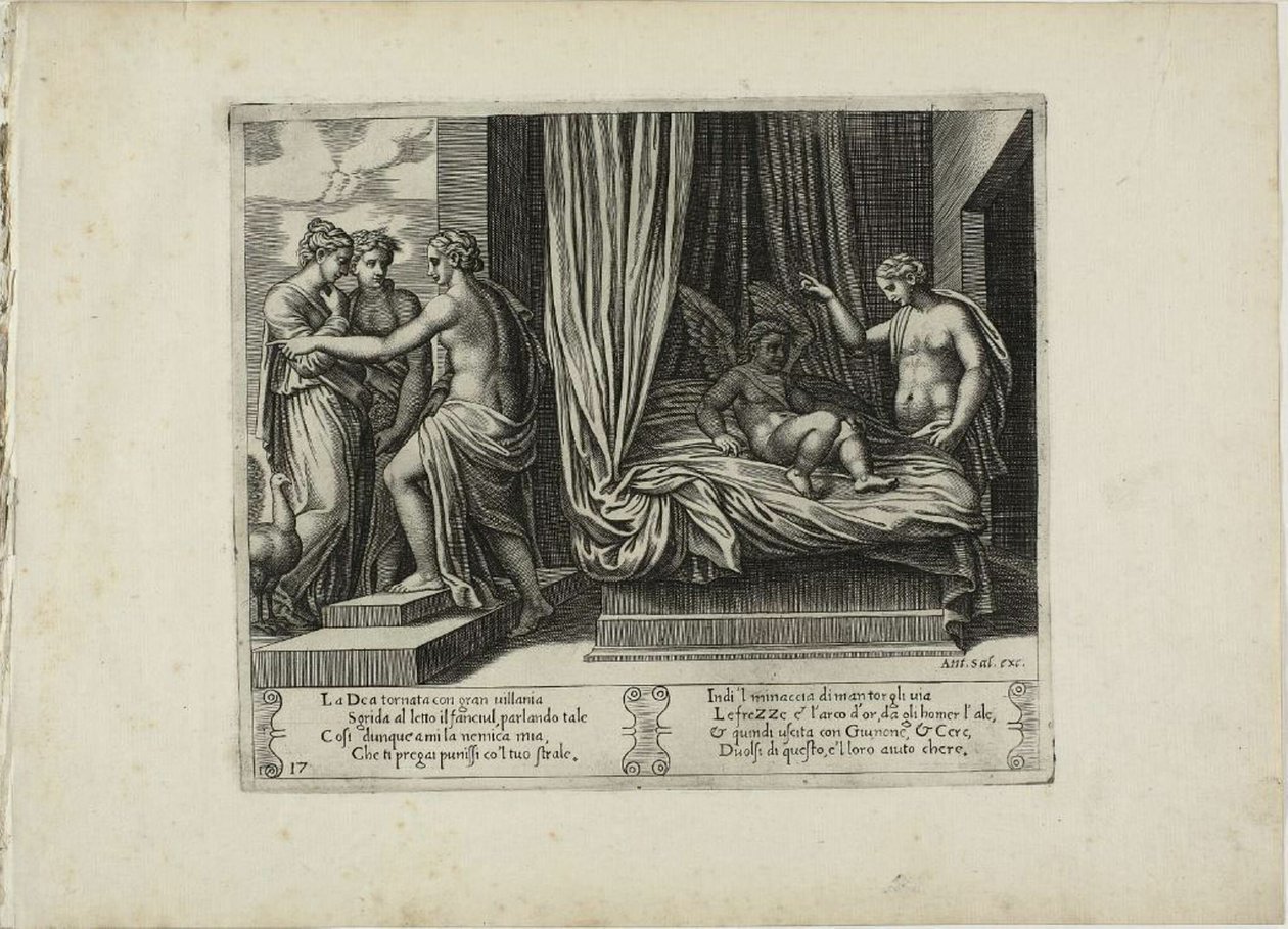 Venus Berispt Haar Zoon, uit Het Verhaal van Psyche door Master of the Die