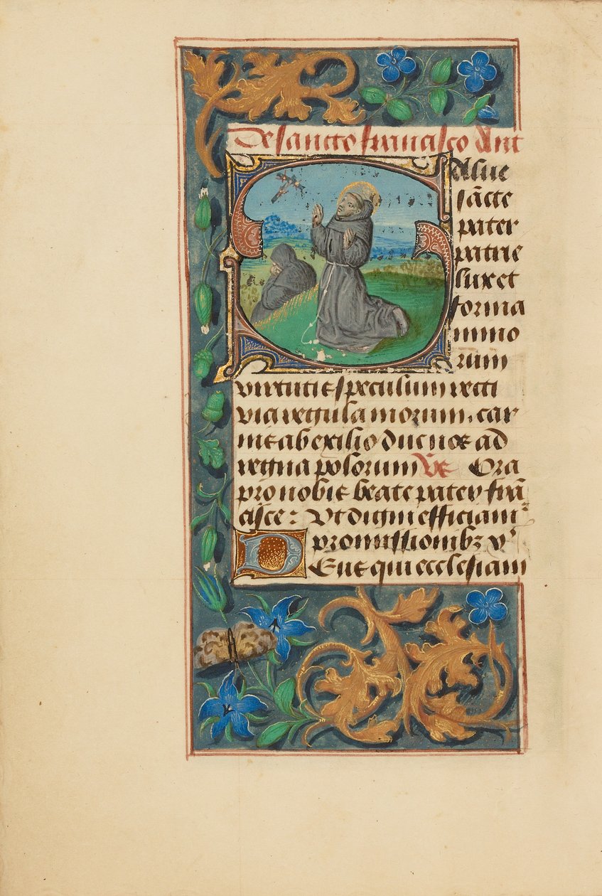 Eerste S: De stigmatisering van Sint Franciscus door Master of the Dresden Prayer Book