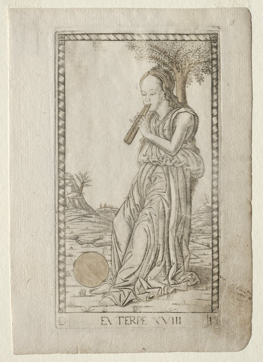 Euterpe (muziek, lyrische poëzie) (uit de Tarocchi-serie D: Apollo en de Muzen, #18) door Master of the E Series Tarocchi