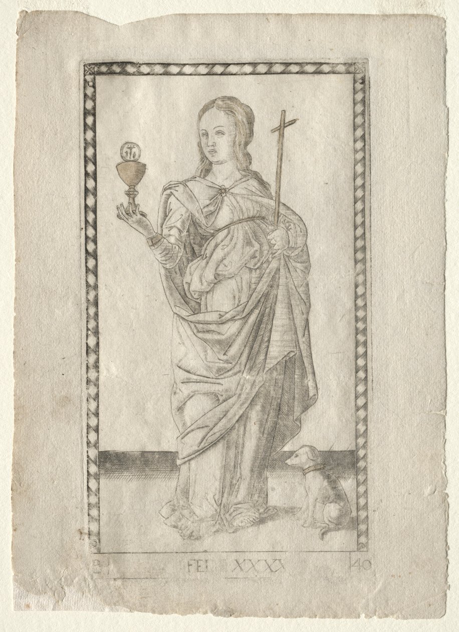 Geloof uit de Tarocchi, serie B: Kosmische Principes & Deugden, #40, voor 1467 door Master of the E Series Tarocchi