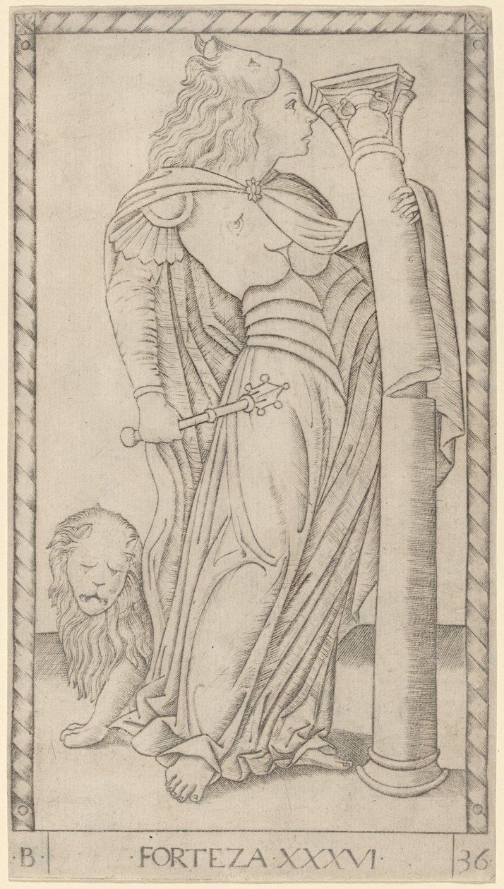 Fortitudo (Moed) door Master of the E Series Tarocchi