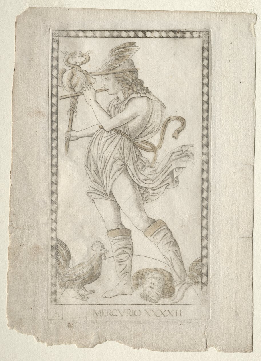 Mercurius (uit de Tarocchi, serie A: Firmamenten van het Universum, #42) door Master of the E Series Tarocchi