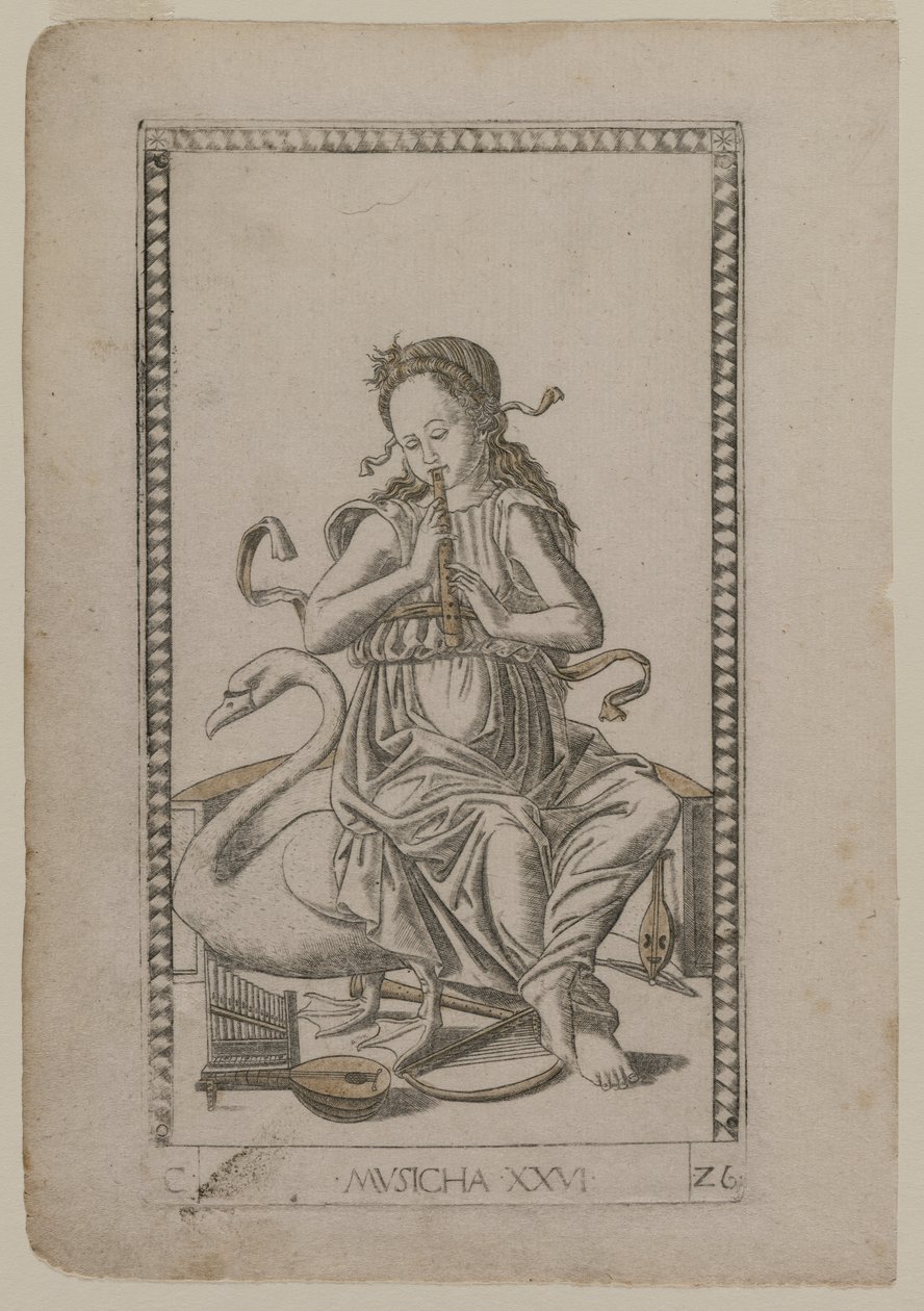 Muziek uit de Tarocchi, serie C: Vrije Kunsten, #26, voor 1467 door Master of the E Series Tarocchi