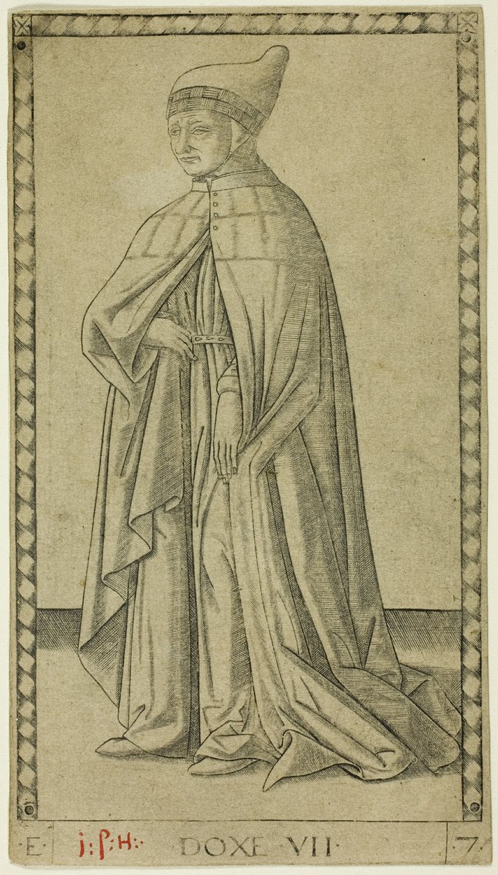 De Doge, plaat zeven uit De rangen en standen van de mens door Master of the E Series Tarocchi