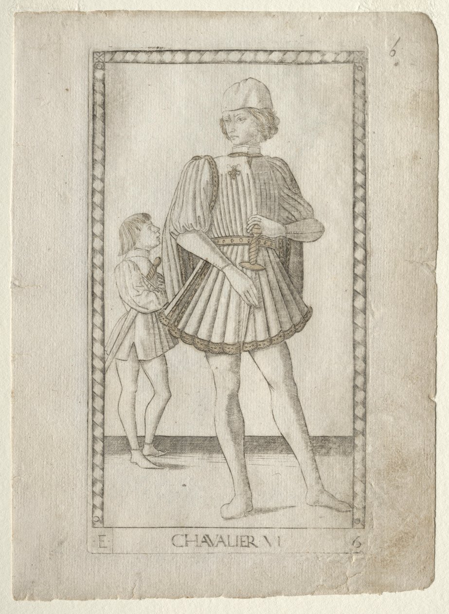 De Ridder uit de Tarocchi, serie E: Condities van de Mens, #6, voor 1467 door Master of the E Series Tarocchi
