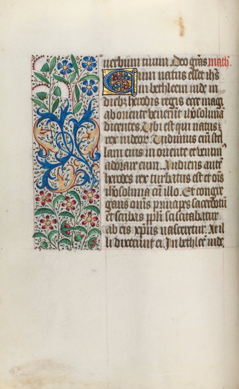Getijdenboek Gebruik van Rouen: fol. 16v, ca. 1470 door Master of the Geneva Latini