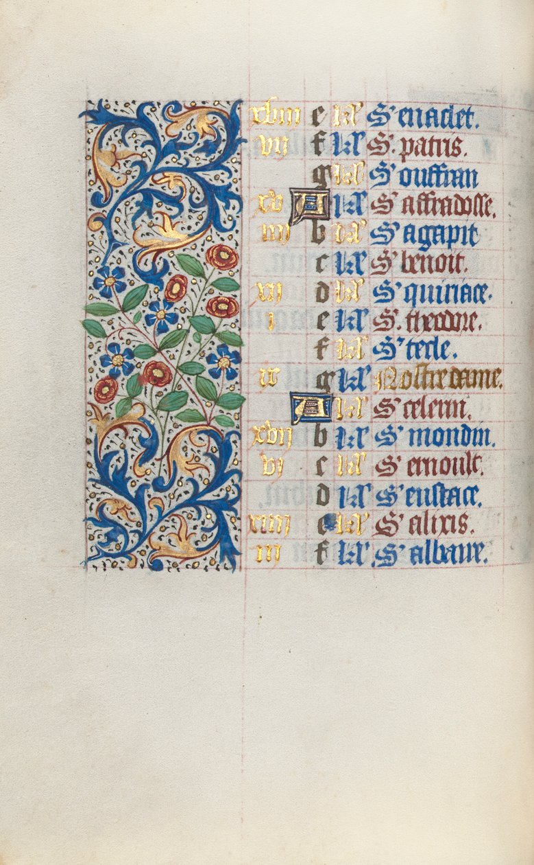 Getijdenboek Gebruik van Rouen: fol. 3v, ca. 1470 door Master of the Geneva Latini