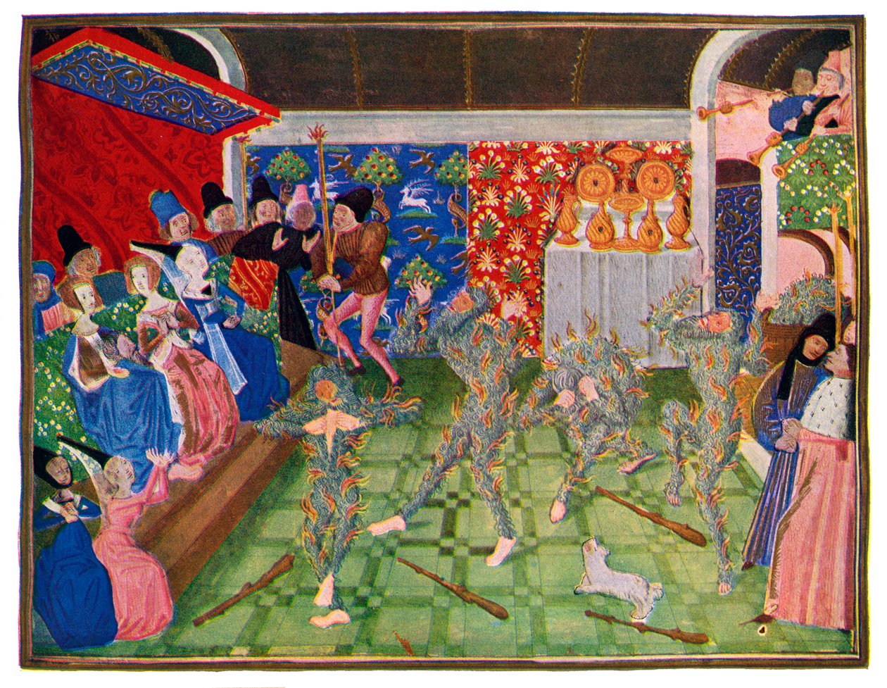 Maskerade aan het Franse hof, 1393, 1470-1475 door Master of the Harley Froissart