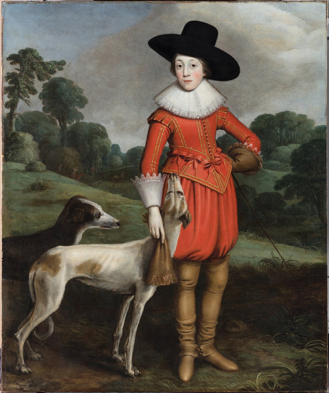 Portret van Willem II, Prins van Oranje, als jongen door Master of the Monteviot Boy in Red