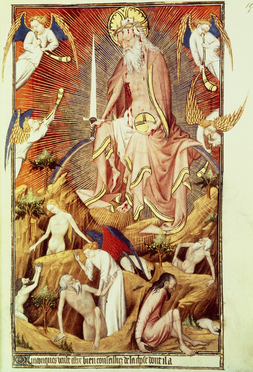 Ms Lat. 9471 f.194 Het Laatste Oordeel, uit de Grandes Heures de Rohan, c.1418-25 door Master of the Rohan Hours