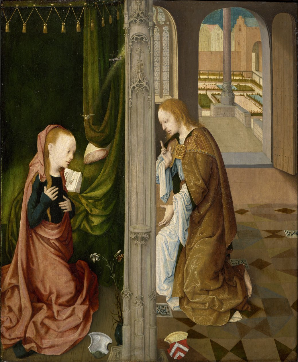 De Annunciatie, ca. 1470-1480 door Master of the Virgo Inter Virgines