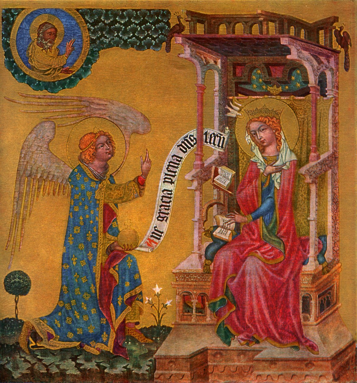 Aankondiging van de Maagd Maria, ca. 1350 door Master of the Vyssi Brod Altar